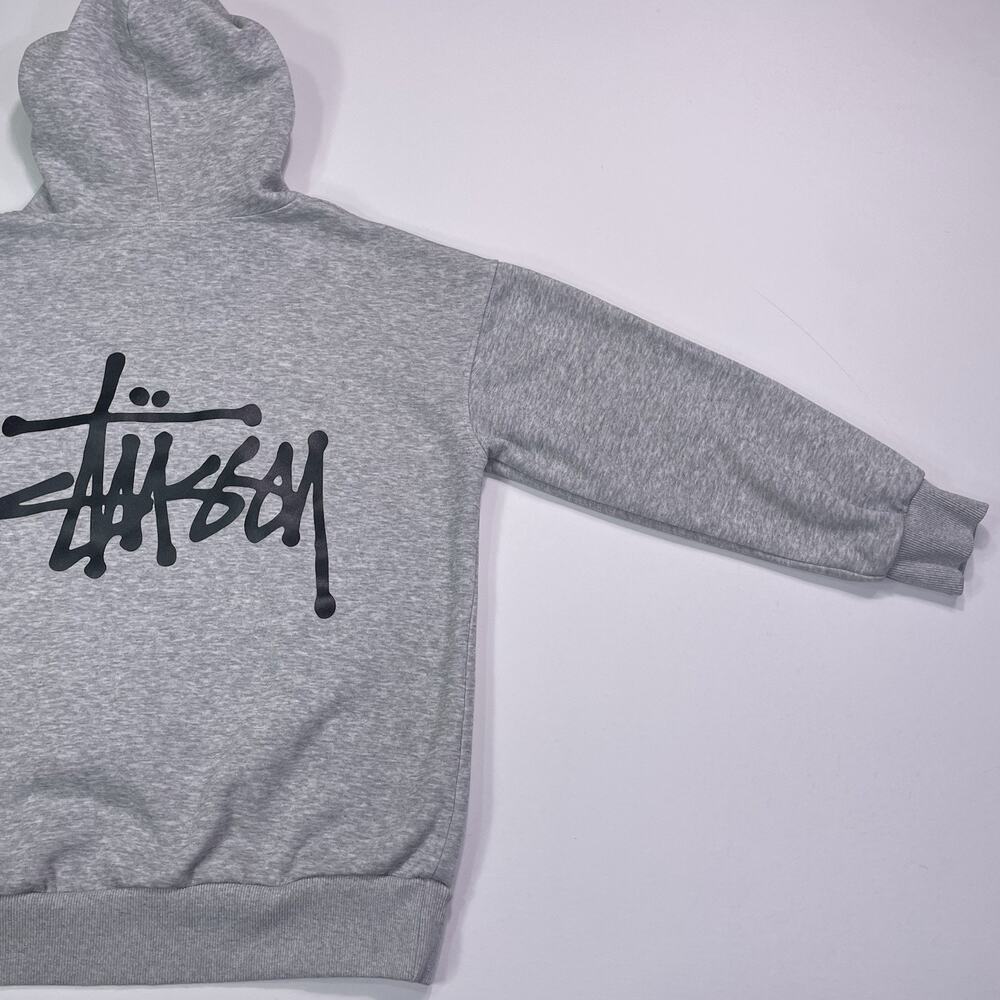 VTG Stussy Hoodie Men’s Medium Grey Graphic Pullover 100% Cotton - Picture 2 of 9